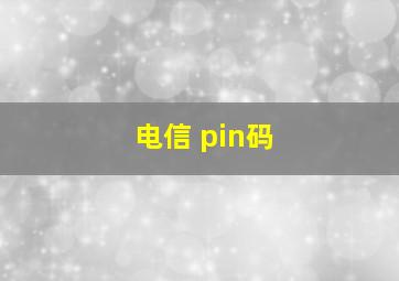 电信 pin码